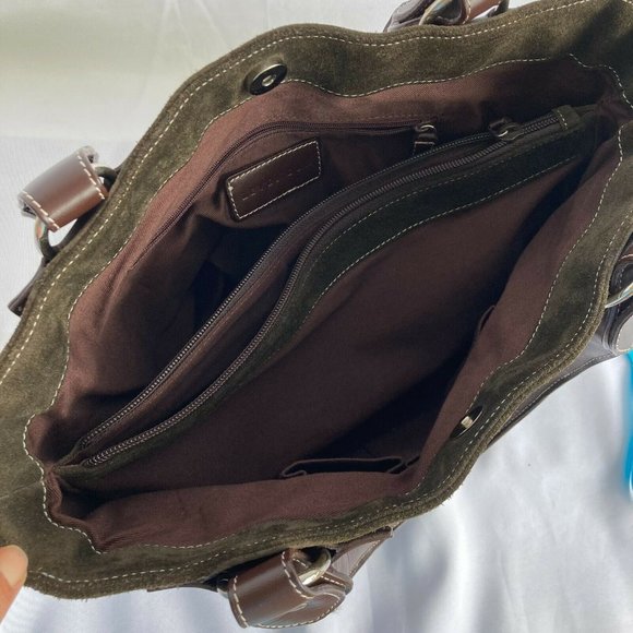 Levenger Suede Leather Dark Brown Shoulder Hand ba - Picture 8 of 10